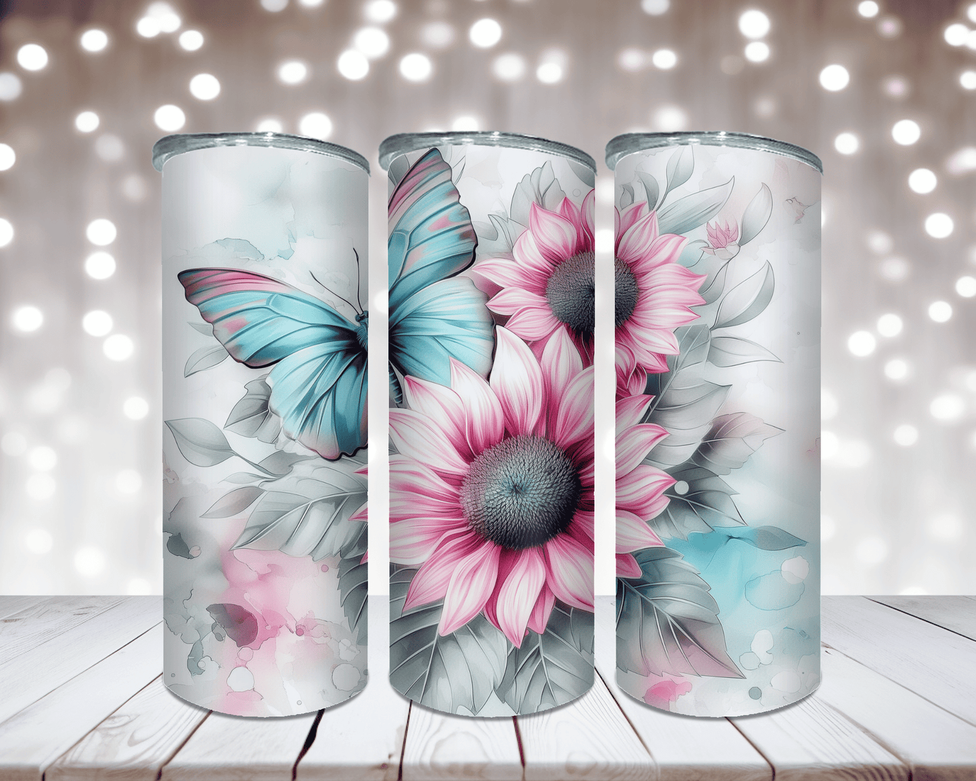 Thermobecher „Schmetterlinge mit Sonnenblumen“