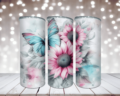 Thermobecher „Schmetterlinge mit Sonnenblumen“