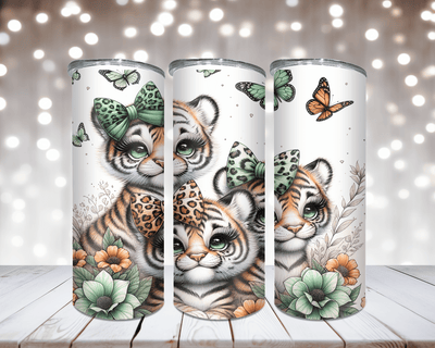 Thermobecher „Niedliche Tiger mit Schleife“