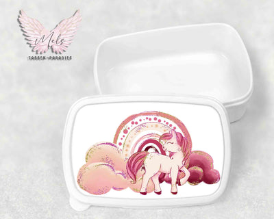 Pferd 1 - Personalisierte Kinder-Brotbox / Lunchbox weiß mit und ohne Name