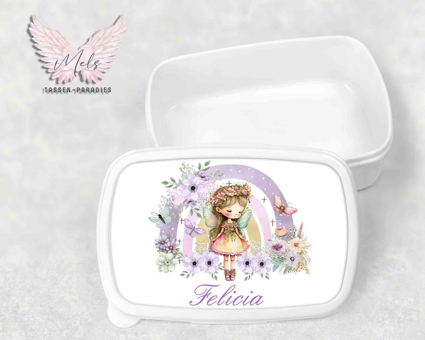Fee - Prinzessin 3 - Personalisierte Kinder-Brotbox / Lunchbox weiß mit und ohne Name
