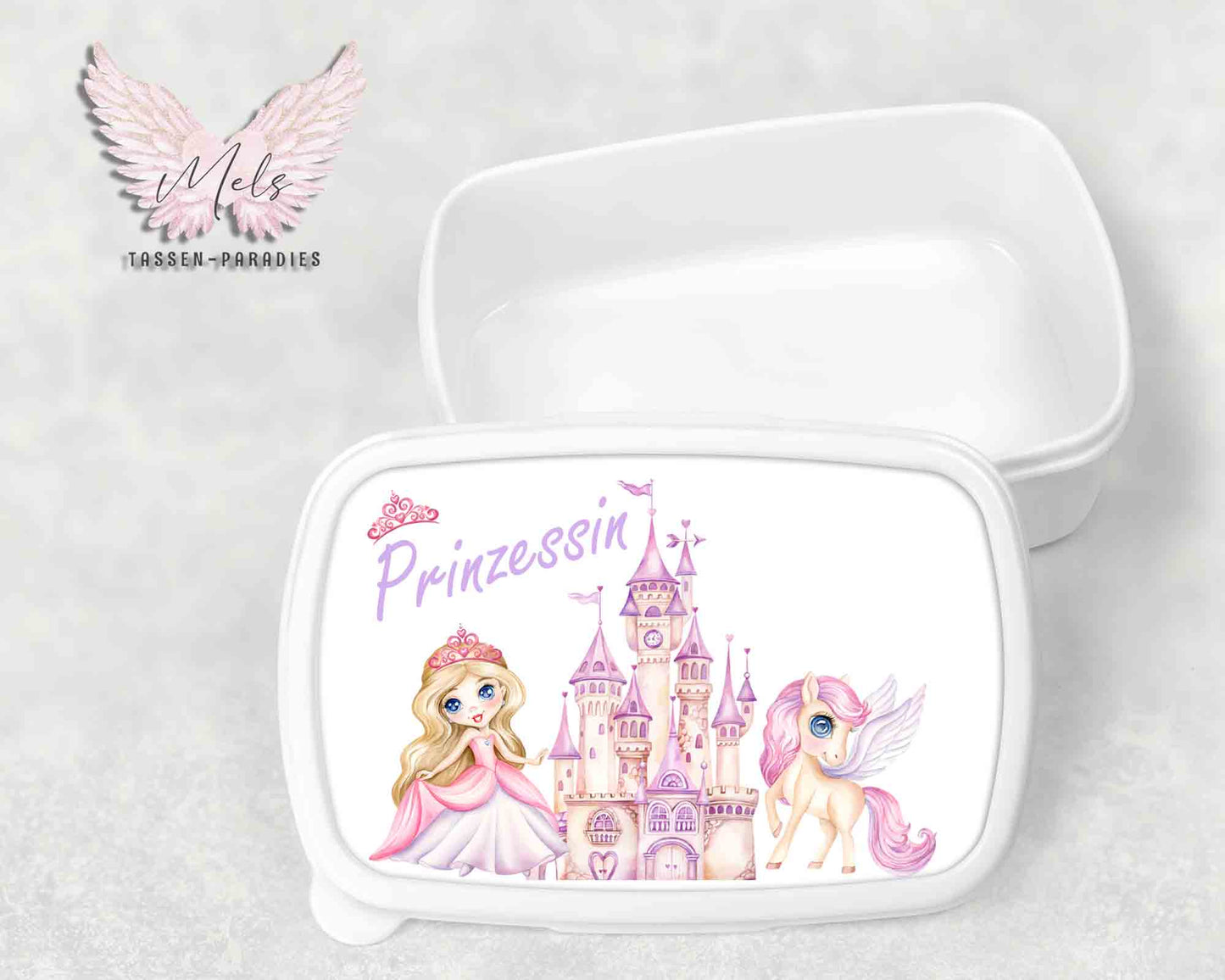 Fee - Prinzessin 1 - Personalisierte Kinder-Brotbox / Lunchbox weiß mit und ohne Name