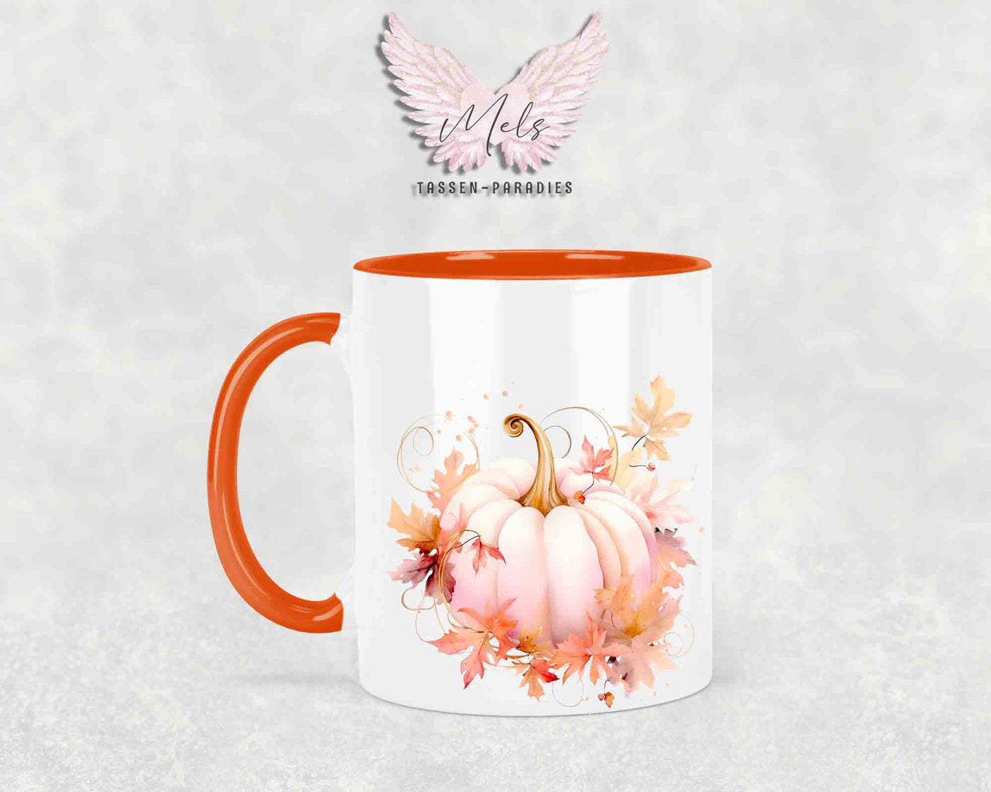Halloween-Alphabet mit Name - Personalisierte Keramik-Tasse Orange