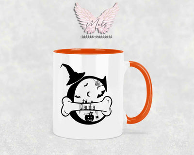 Halloween-Alphabet mit Name - Personalisierte Keramik-Tasse Orange