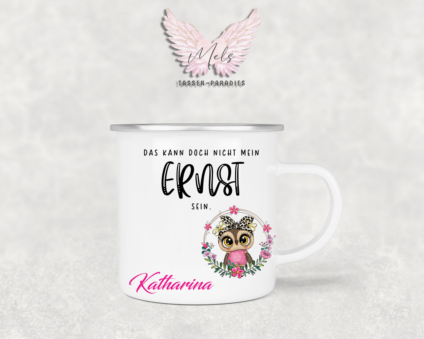 Sprüche 4 - Personalisierte Emailletasse mit und ohne Name