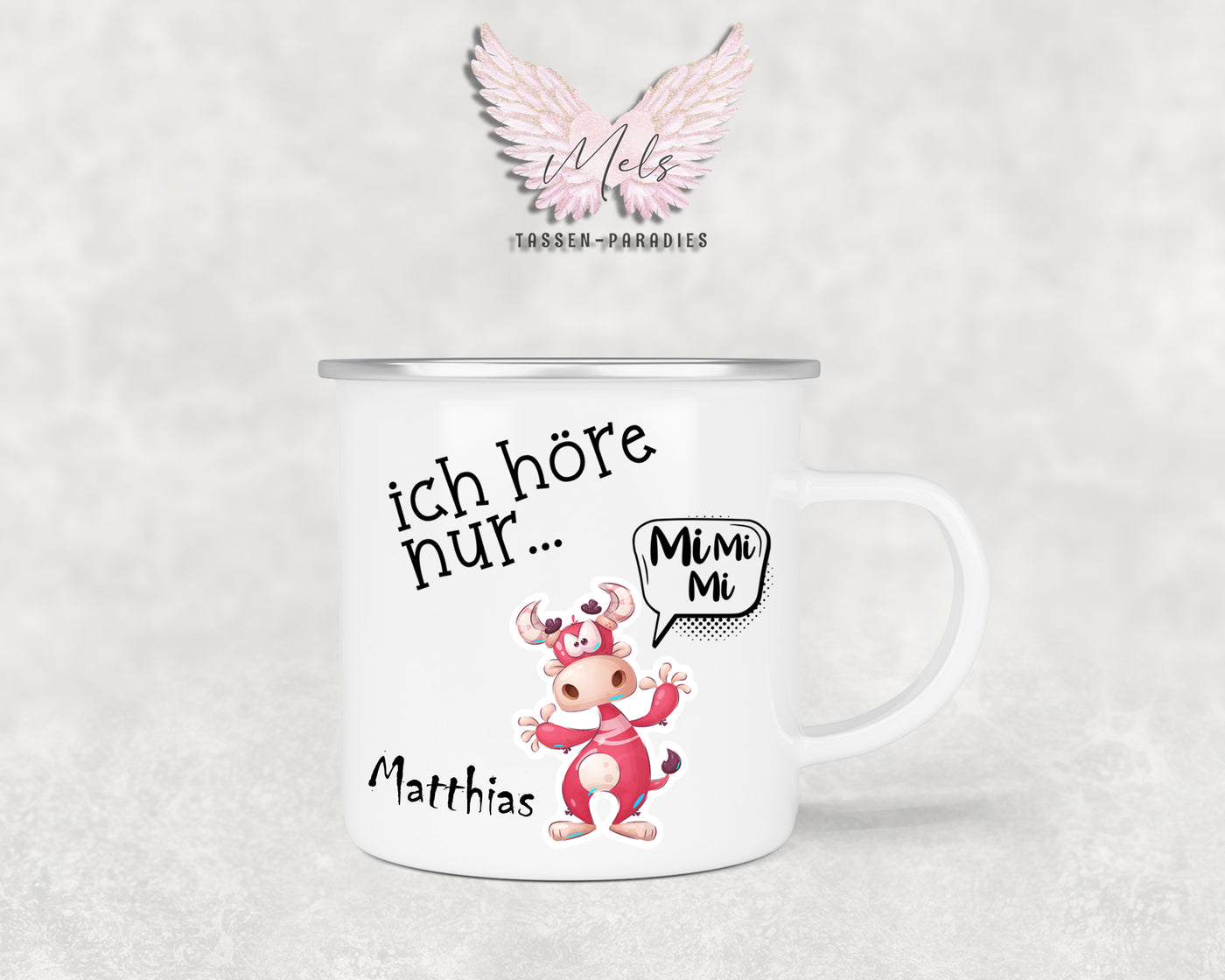 Sprüche 7 - Personalisierte Emailletasse mit und ohne Name