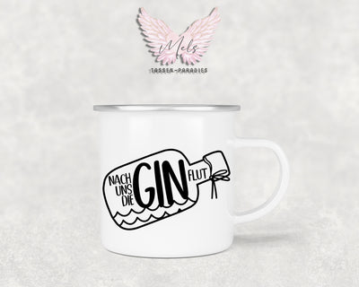 GIN "Flut" - Personalisierte Emailletasse mit und ohne Name