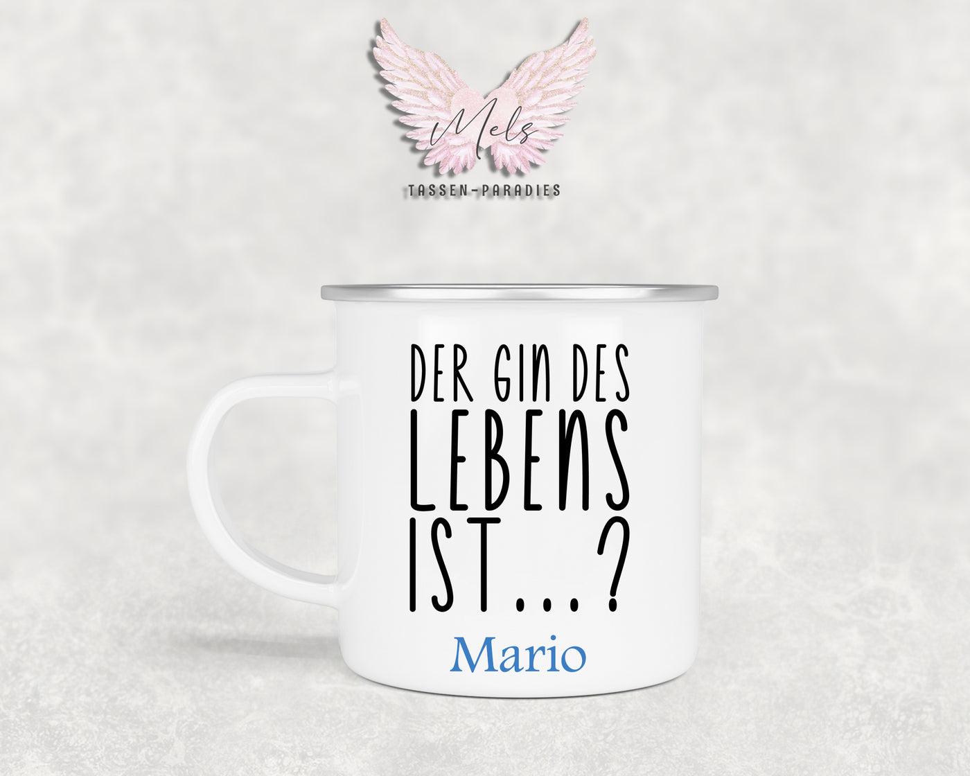 GIN "des Lebens" - Personalisierte Emailletasse mit und ohne Name