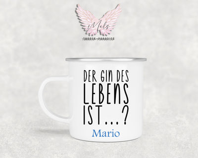 GIN "des Lebens" - Personalisierte Emailletasse mit und ohne Name
