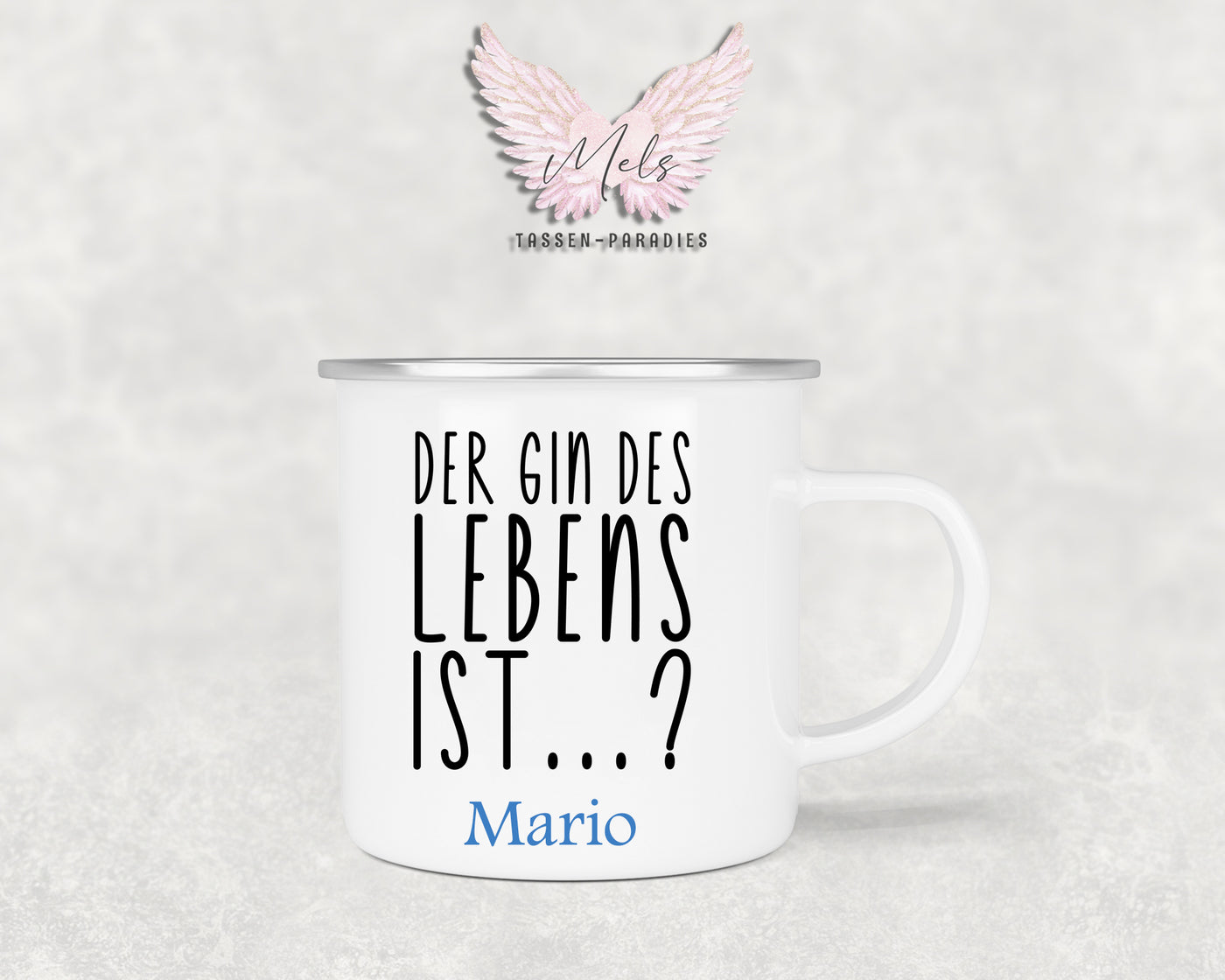 GIN "des Lebens" - Personalisierte Emailletasse mit und ohne Name