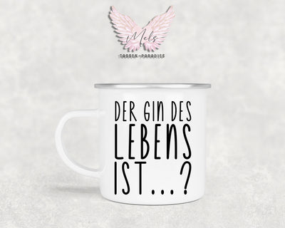 GIN "des Lebens" - Personalisierte Emailletasse mit und ohne Name