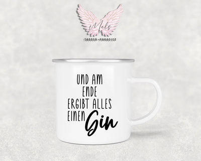GIN "Am Ende" - Personalisierte Emailletasse mit und ohne Name