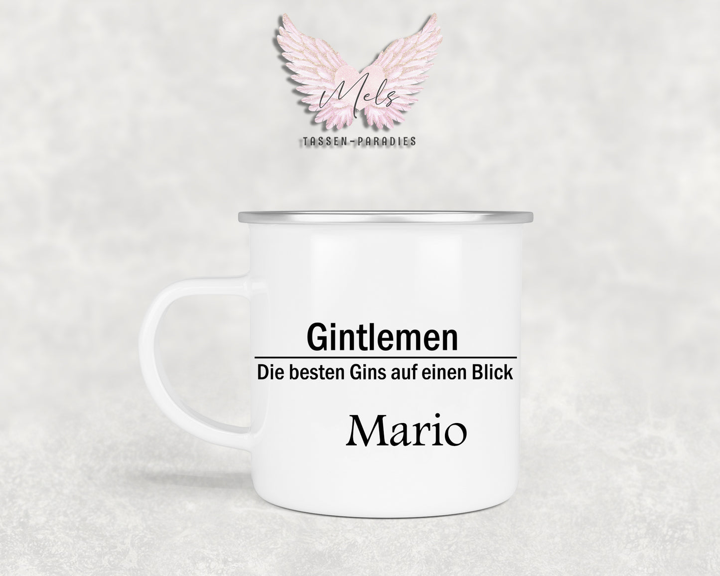 GIN "Gintlemen" - Personalisierte Emailletasse mit und ohne Name