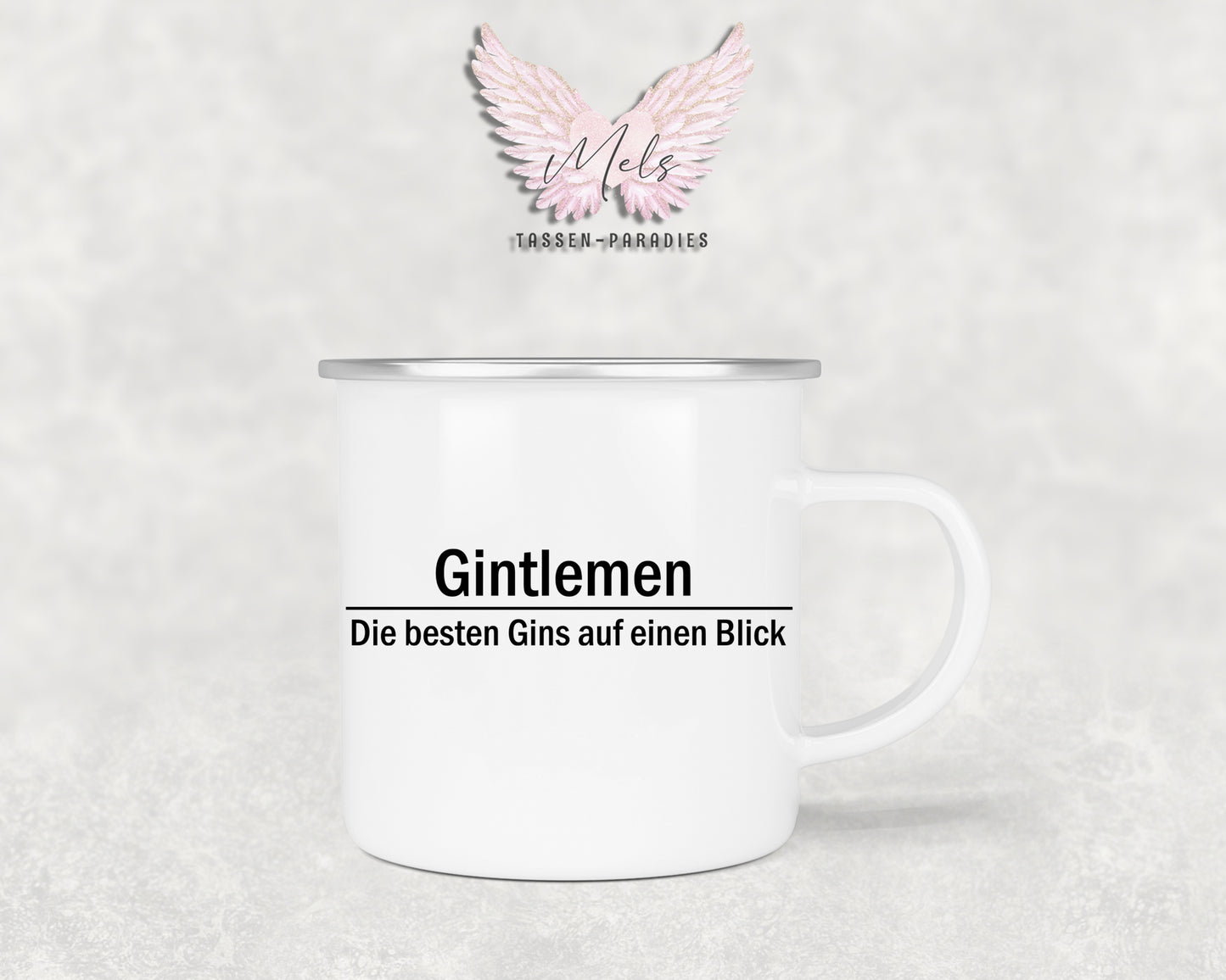 GIN "Gintlemen" - Personalisierte Emailletasse mit und ohne Name