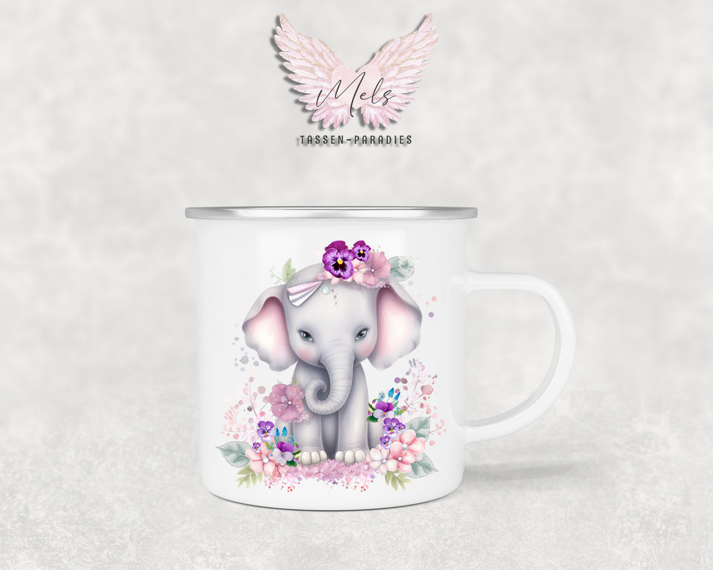 Personalisierte Kinder Tasse Elefant 3 - mit und ohne Name