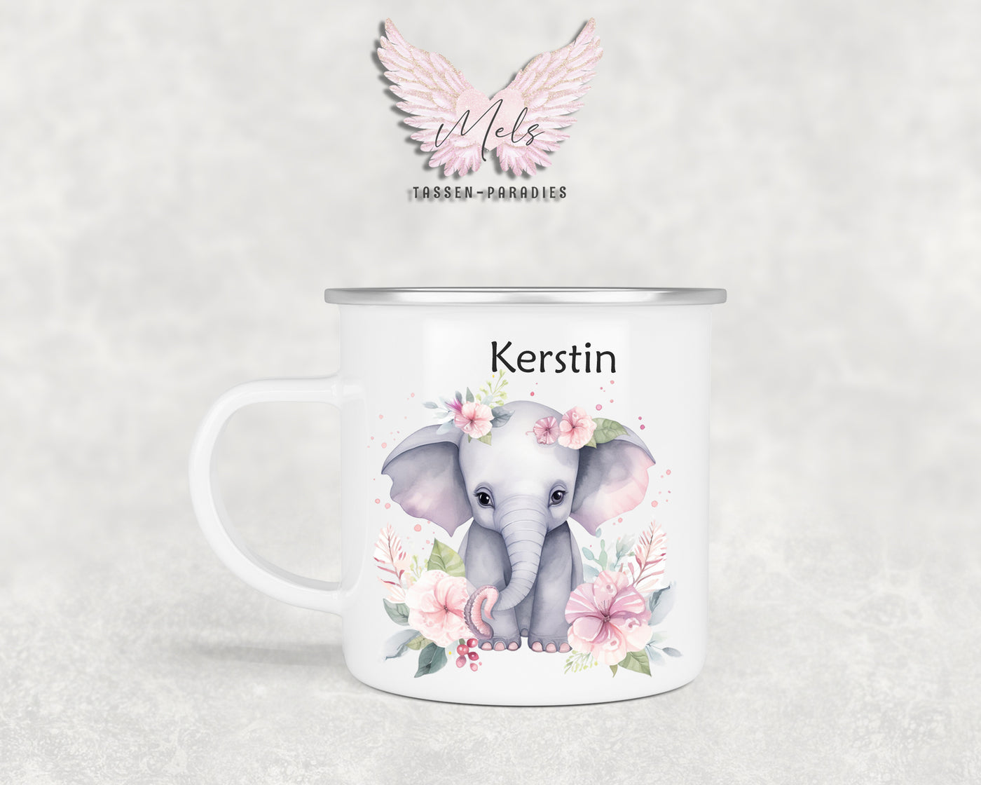 Personalisierte Kinder Tasse Elefant 5 - mit und ohne Name
