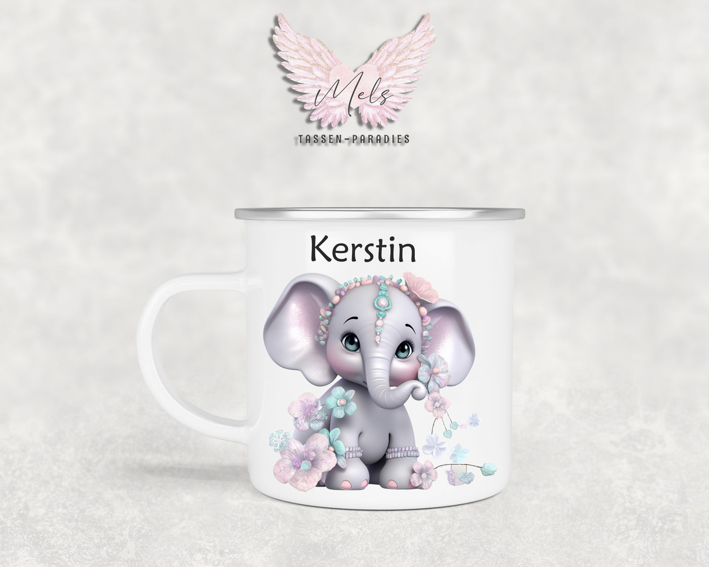 Personalisierte Kinder Tasse Elefant 7 - mit und ohne Name