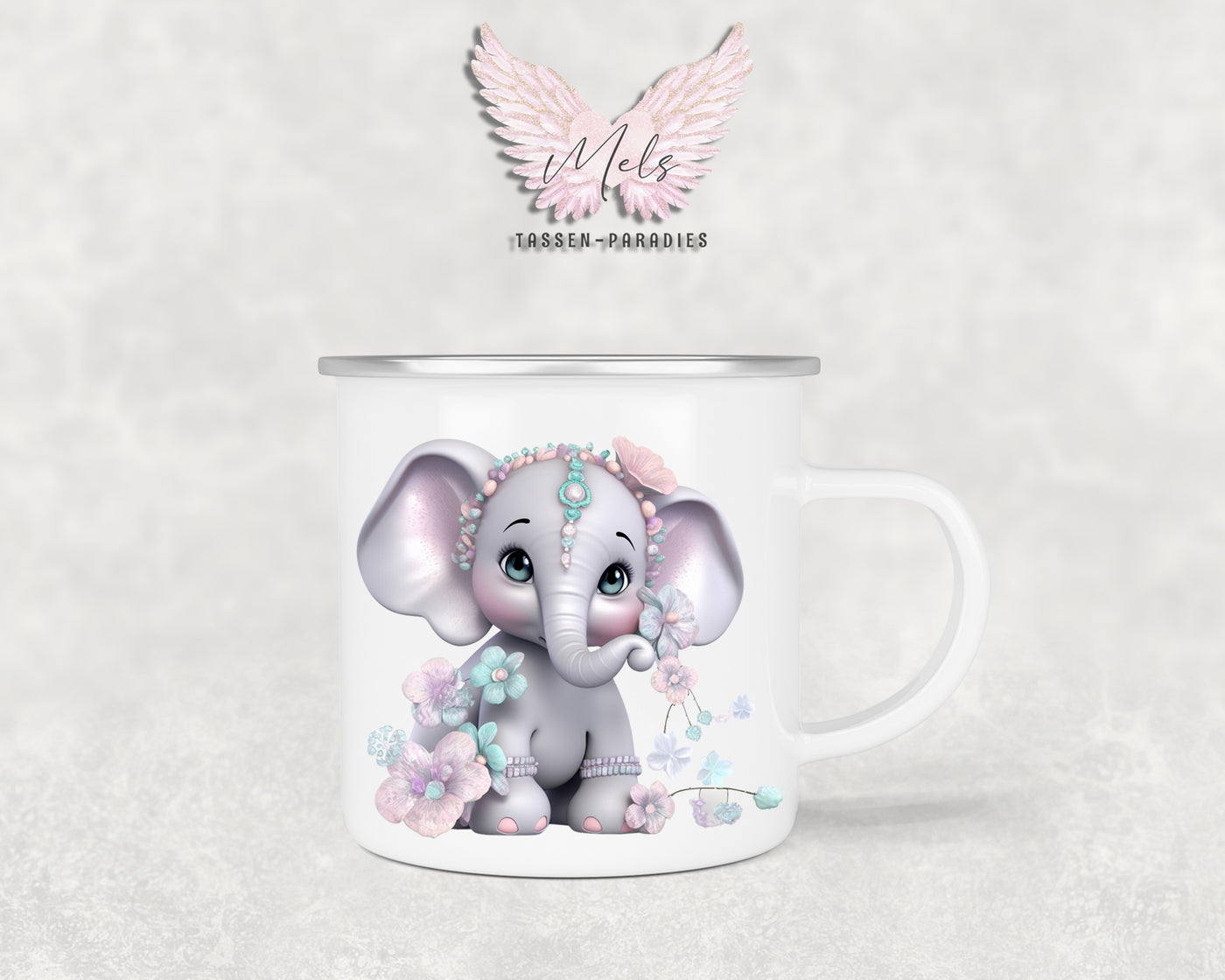 Personalisierte Kinder Tasse Elefant 7 - mit und ohne Name