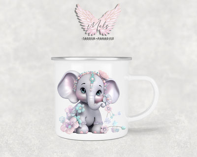 Personalisierte Kinder Tasse Elefant 7 - mit und ohne Name