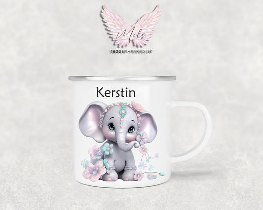 Personalisierte Kinder Tasse Elefant 7 - mit und ohne Name