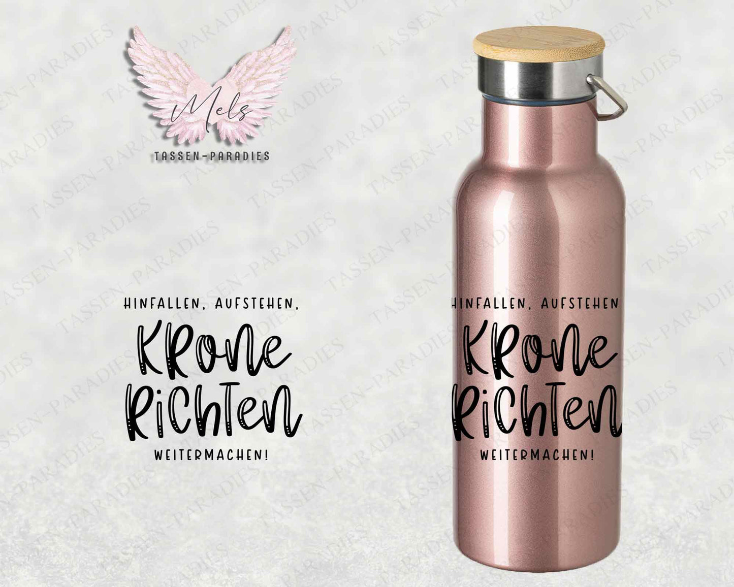 Sprüche 11 - Personalisierte Edelstahlflasche Rosé mit und ohne Name