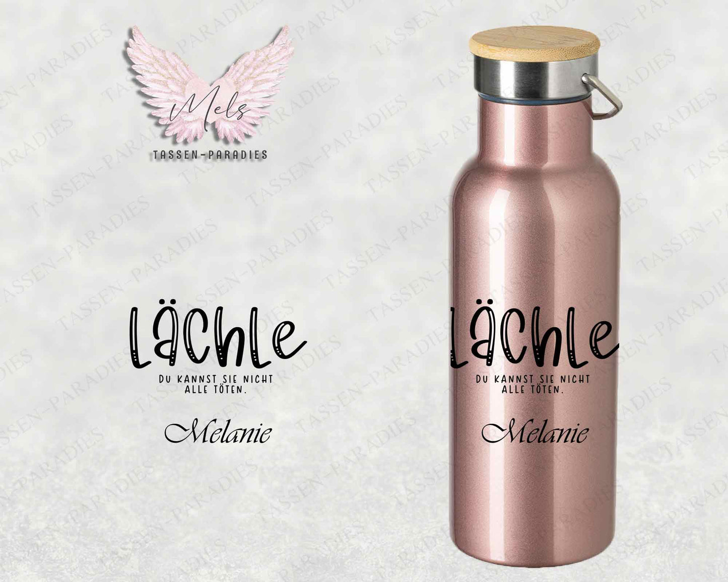 Sprüche 12 - Personalisierte Edelstahlflasche Rosé mit und ohne Name