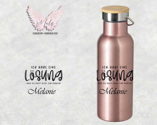 Sprüche 14 - Personalisierte Edelstahlflasche Rosé mit und ohne Name