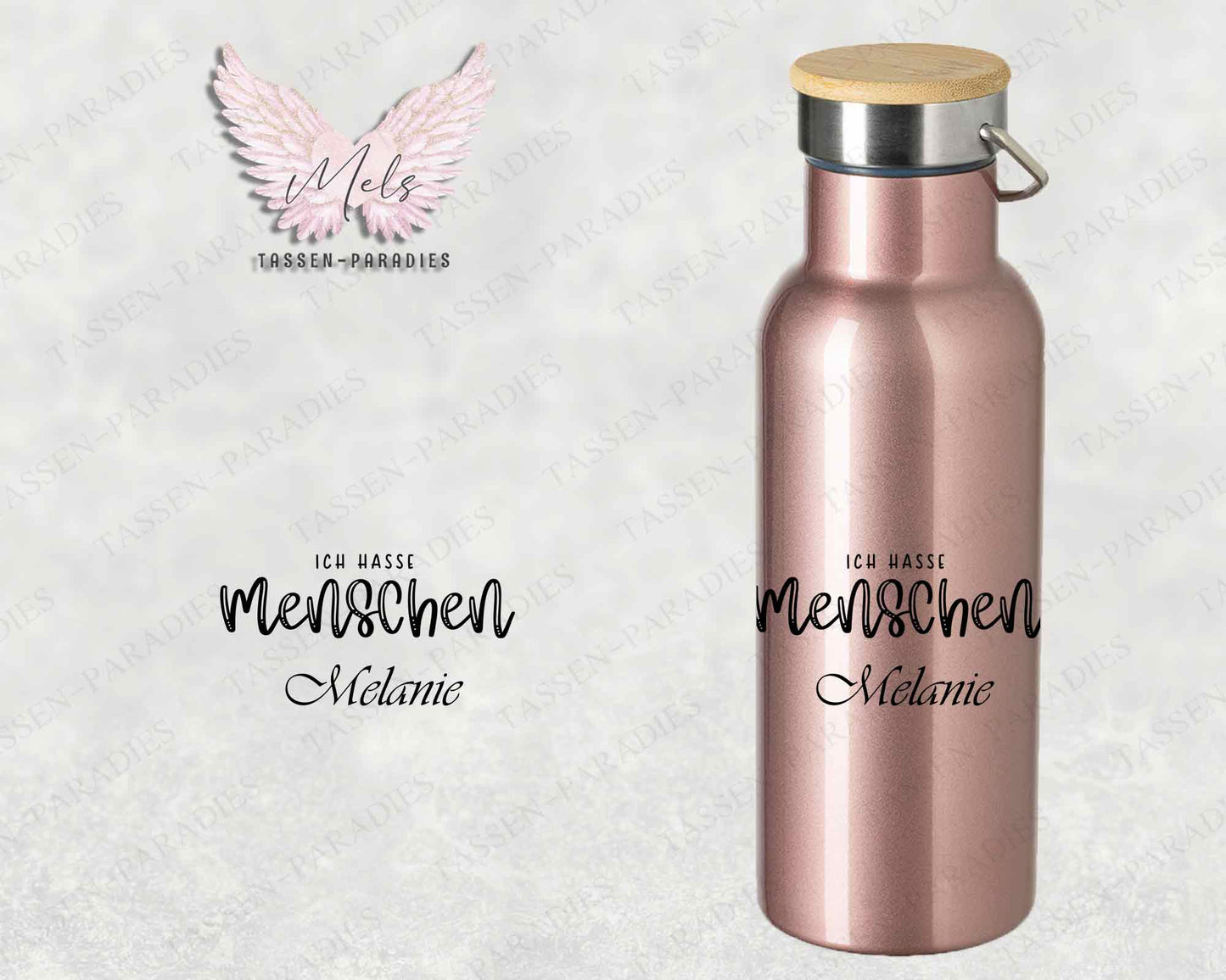 Sprüche 16 - Personalisierte Edelstahlflasche Rosé mit und ohne Name