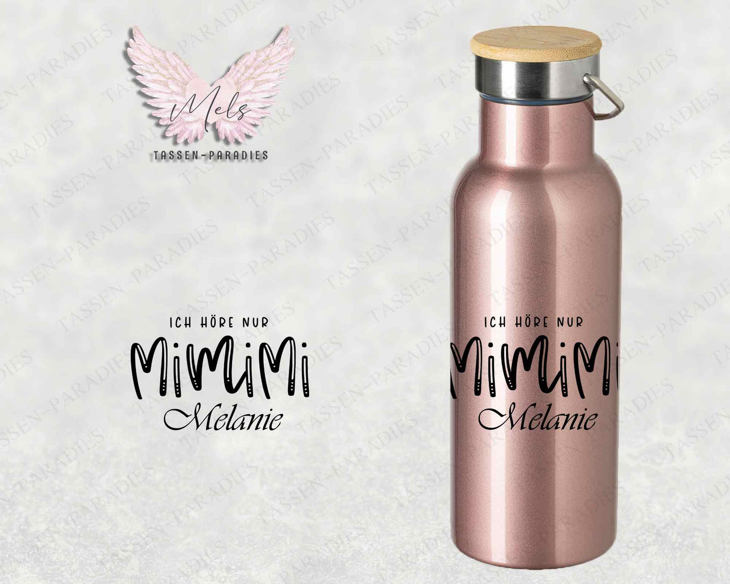 Sprüche 17 - Personalisierte Edelstahlflasche Rosé mit und ohne Name