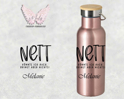 Sprüche 18 - Personalisierte Edelstahlflasche Rosé mit und ohne Name