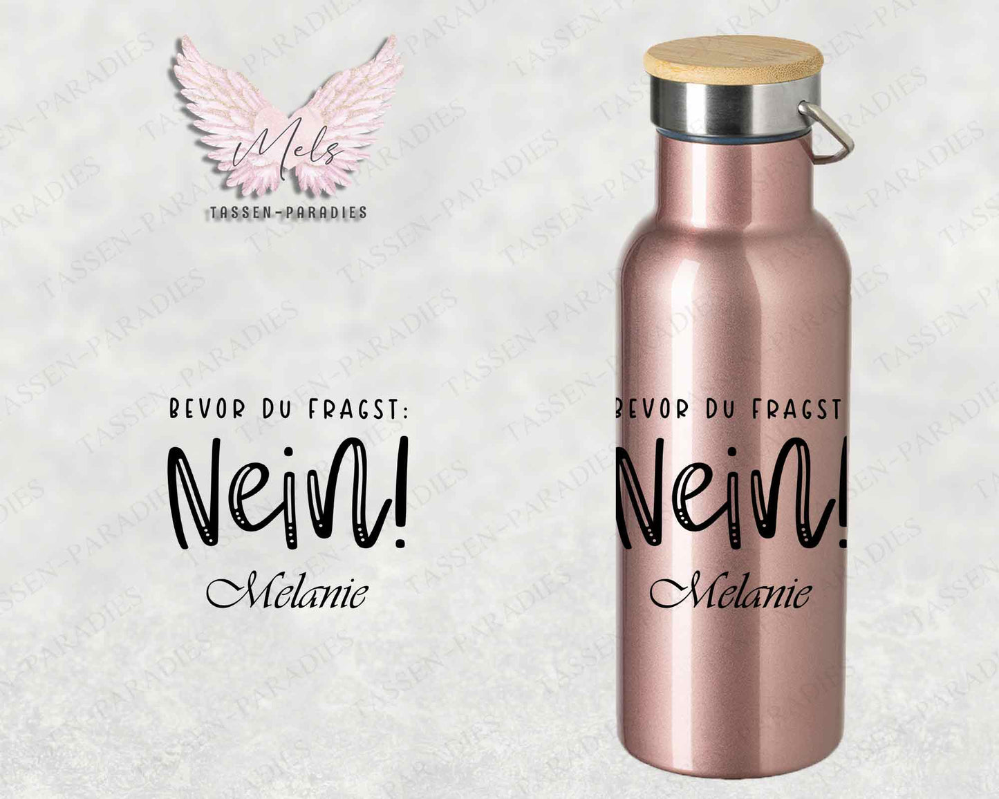 Sprüche 19 - Personalisierte Edelstahlflasche Rosé mit und ohne Name