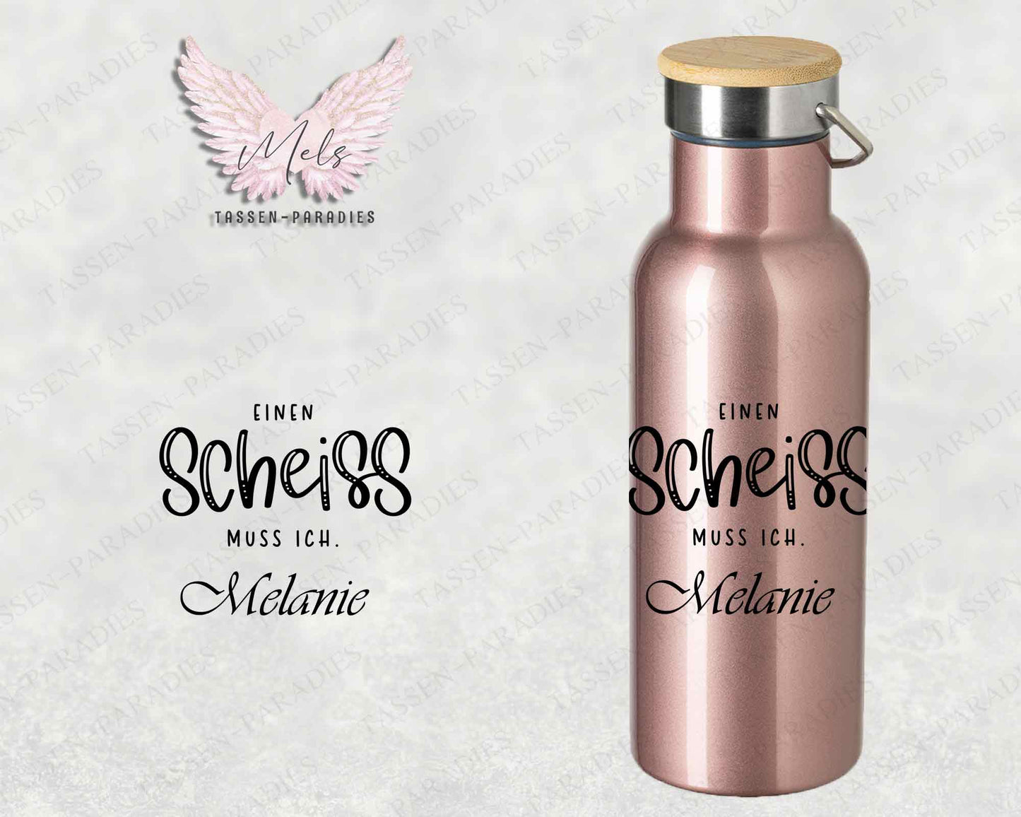 Sprüche 20 - Personalisierte Edelstahlflasche Rosé mit und ohne Name