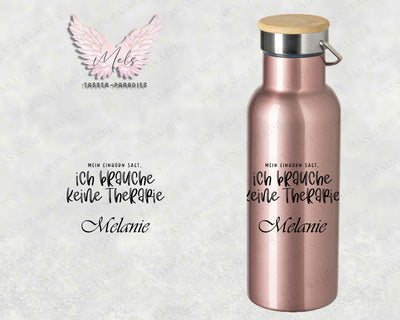 Sprüche 21 - Personalisierte Edelstahlflasche Rosé mit und ohne Name