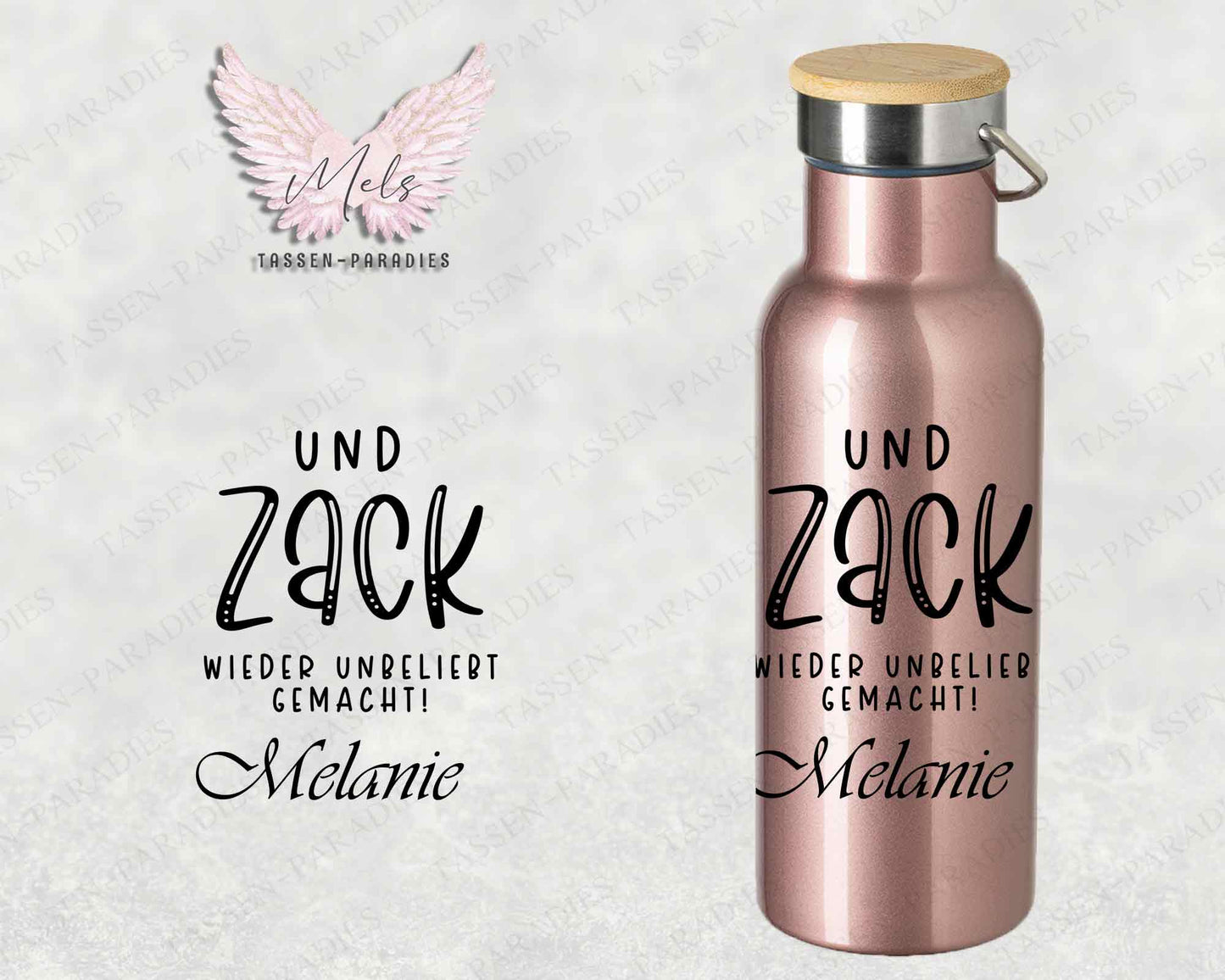 Sprüche 22 - Personalisierte Edelstahlflasche Rosé mit und ohne Name