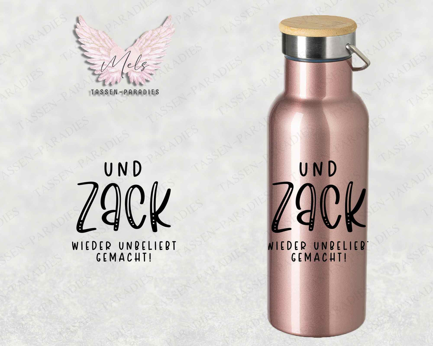 Sprüche 22 - Personalisierte Edelstahlflasche Rosé mit und ohne Name