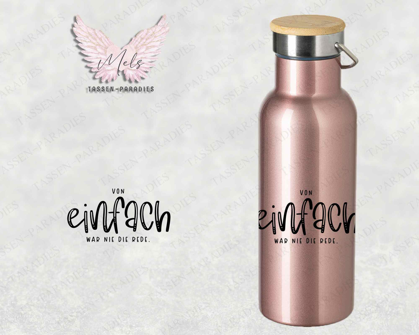 Sprüche 3 - Personalisierte Edelstahlflasche Rosé mit und ohne Name