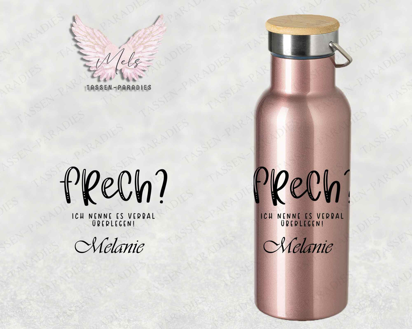 Sprüche 5 - Personalisierte Edelstahlflasche Rosé mit und ohne Name