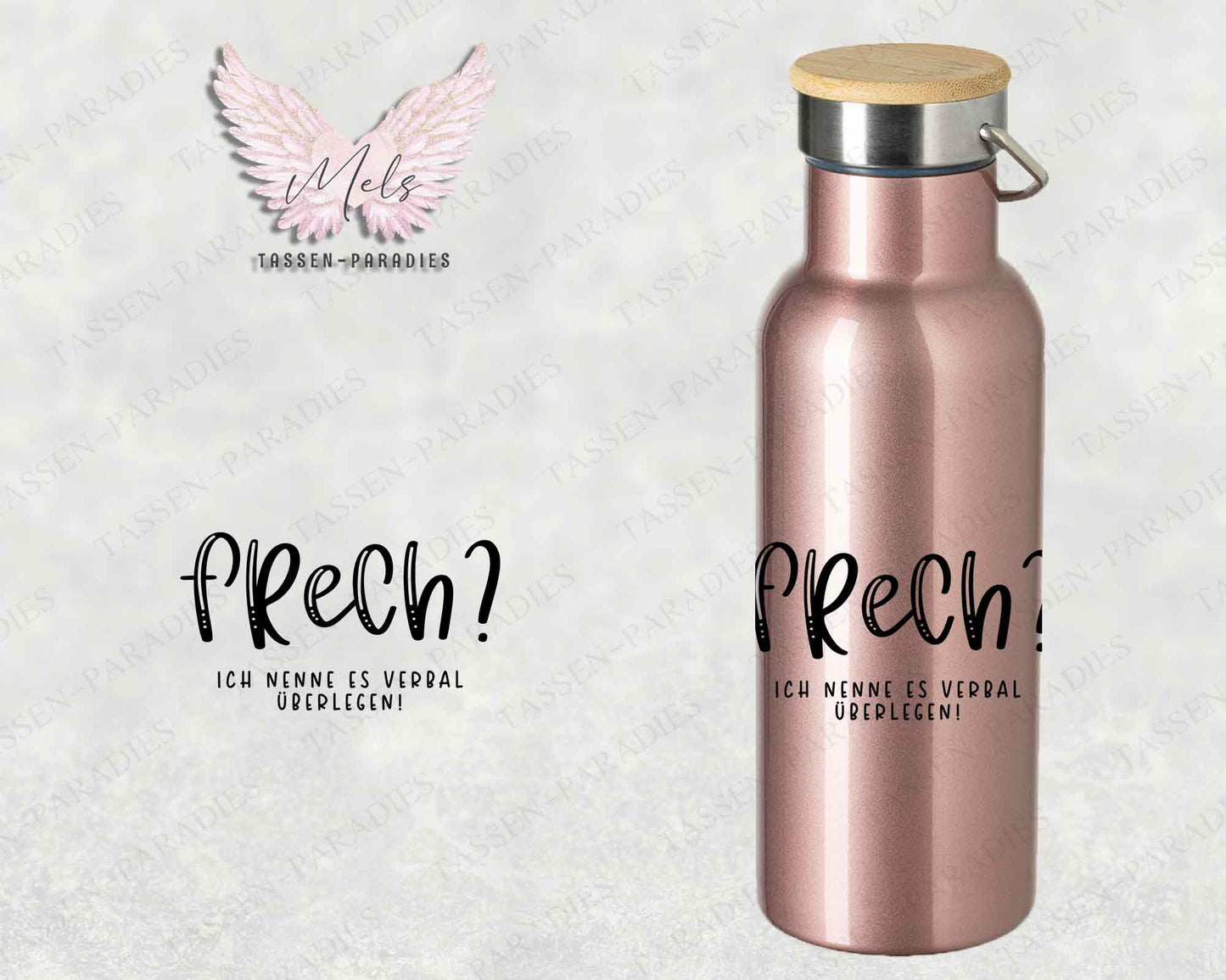 Sprüche 5 - Personalisierte Edelstahlflasche Rosé mit und ohne Name