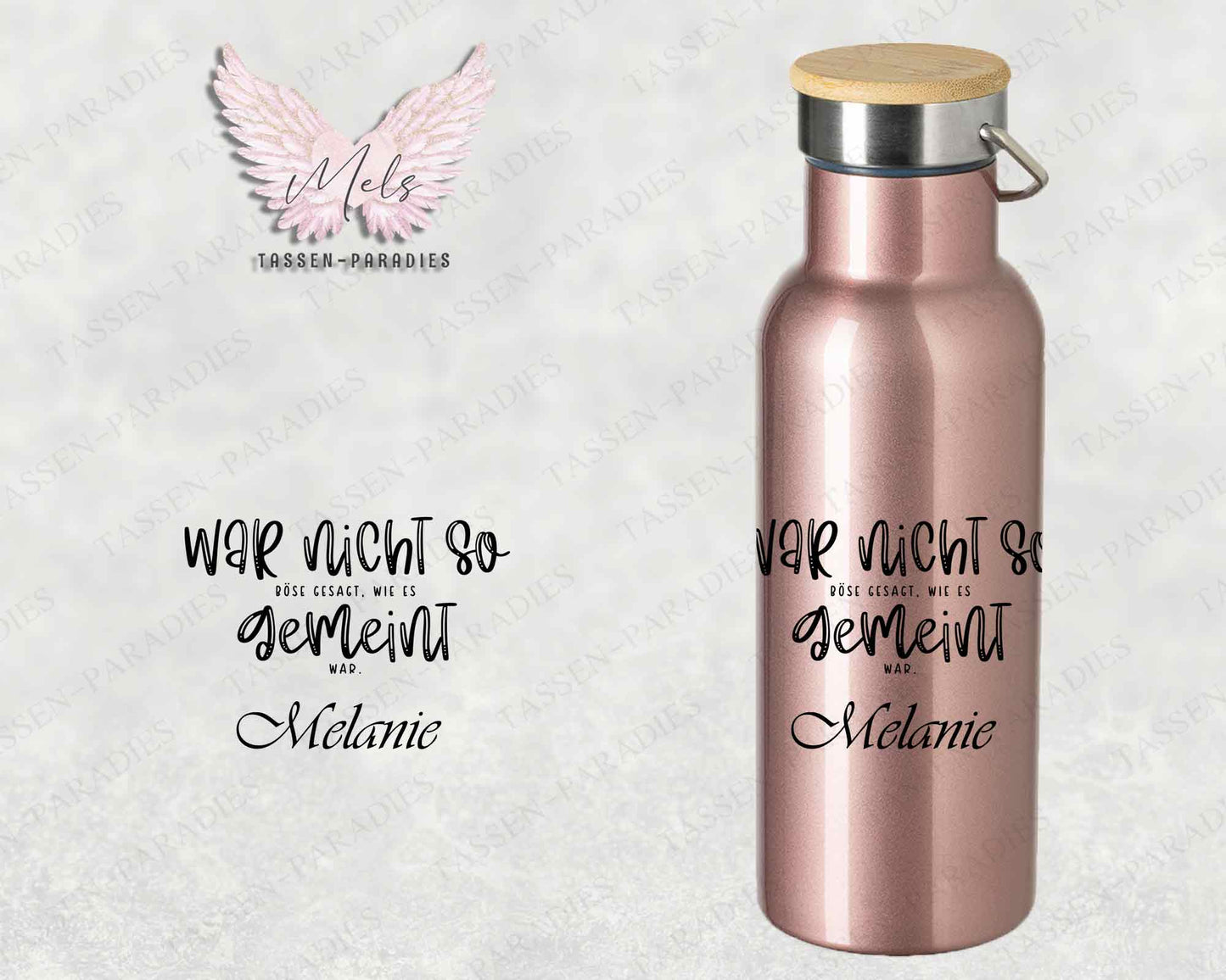 Sprüche 6 - Personalisierte Edelstahlflasche Rosé mit und ohne Name