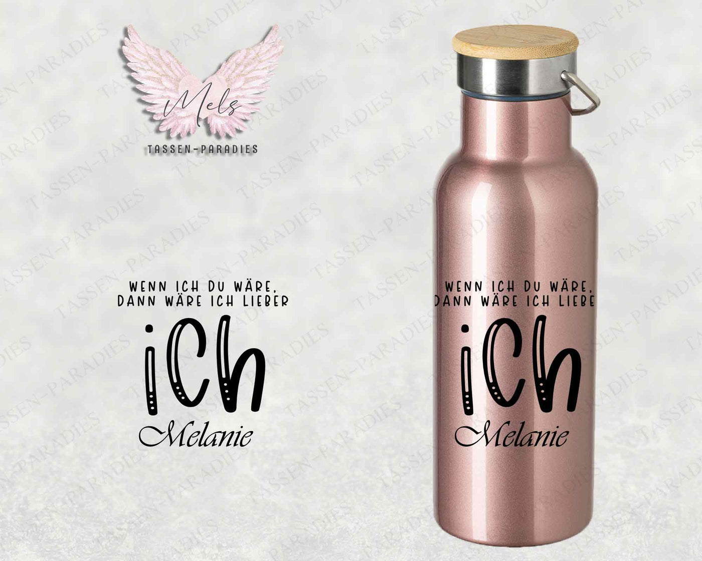 Sprüche 8 - Personalisierte Edelstahlflasche Rosé mit und ohne Name
