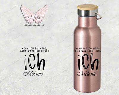 Sprüche 8 - Personalisierte Edelstahlflasche Rosé mit und ohne Name