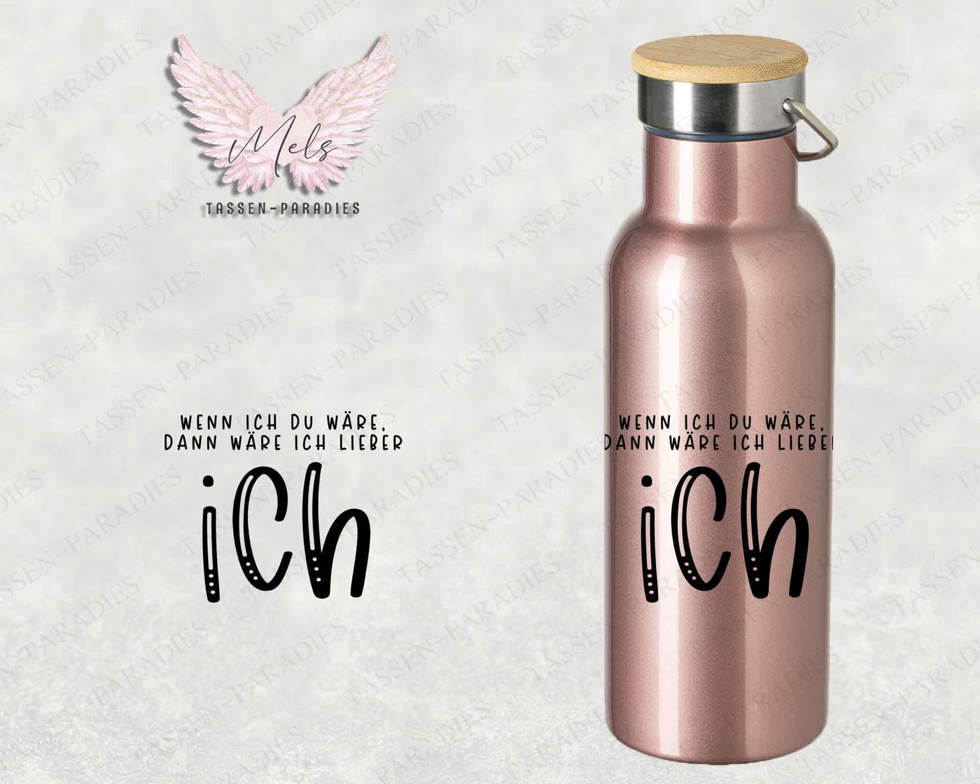 Sprüche 8 - Personalisierte Edelstahlflasche Rosé mit und ohne Name