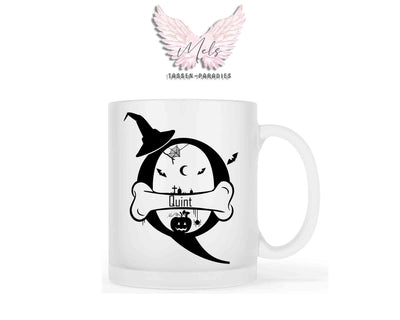 Halloween-Alphabet mit Name - Personalisierte satinierte Glas-Tasse