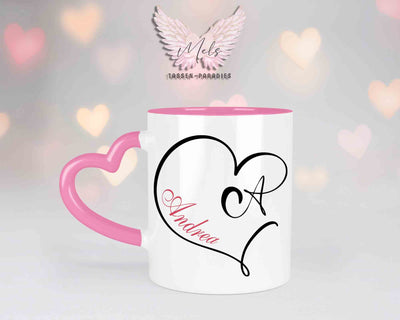 Alphabet mit Name - Personalisierte Herz-Keramik-Tasse Rosa