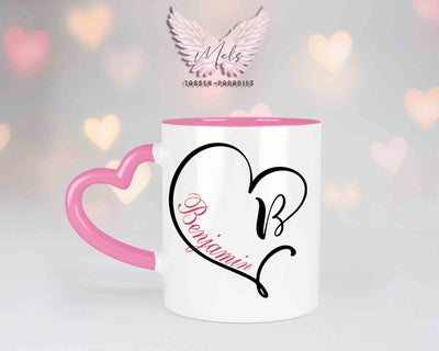 Alphabet mit Name - Personalisierte Herz-Keramik-Tasse Rosa