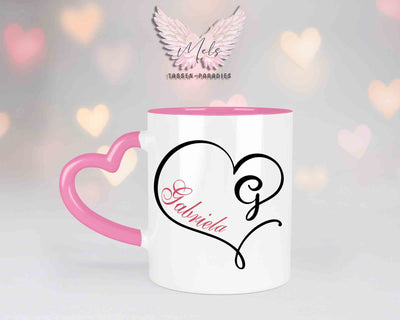 Alphabet mit Name - Personalisierte Herz-Keramik-Tasse Rosa