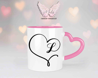 Alphabet mit Name - Personalisierte Herz-Keramik-Tasse Rosa