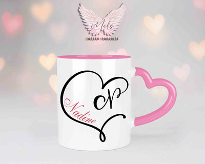 Alphabet mit Name - Personalisierte Herz-Keramik-Tasse Rosa
