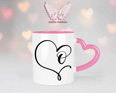 Alphabet mit Name - Personalisierte Herz-Keramik-Tasse Rosa