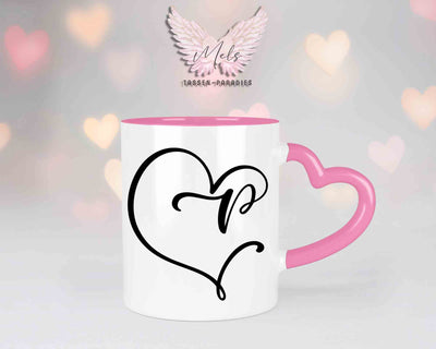Alphabet mit Name - Personalisierte Herz-Keramik-Tasse Rosa